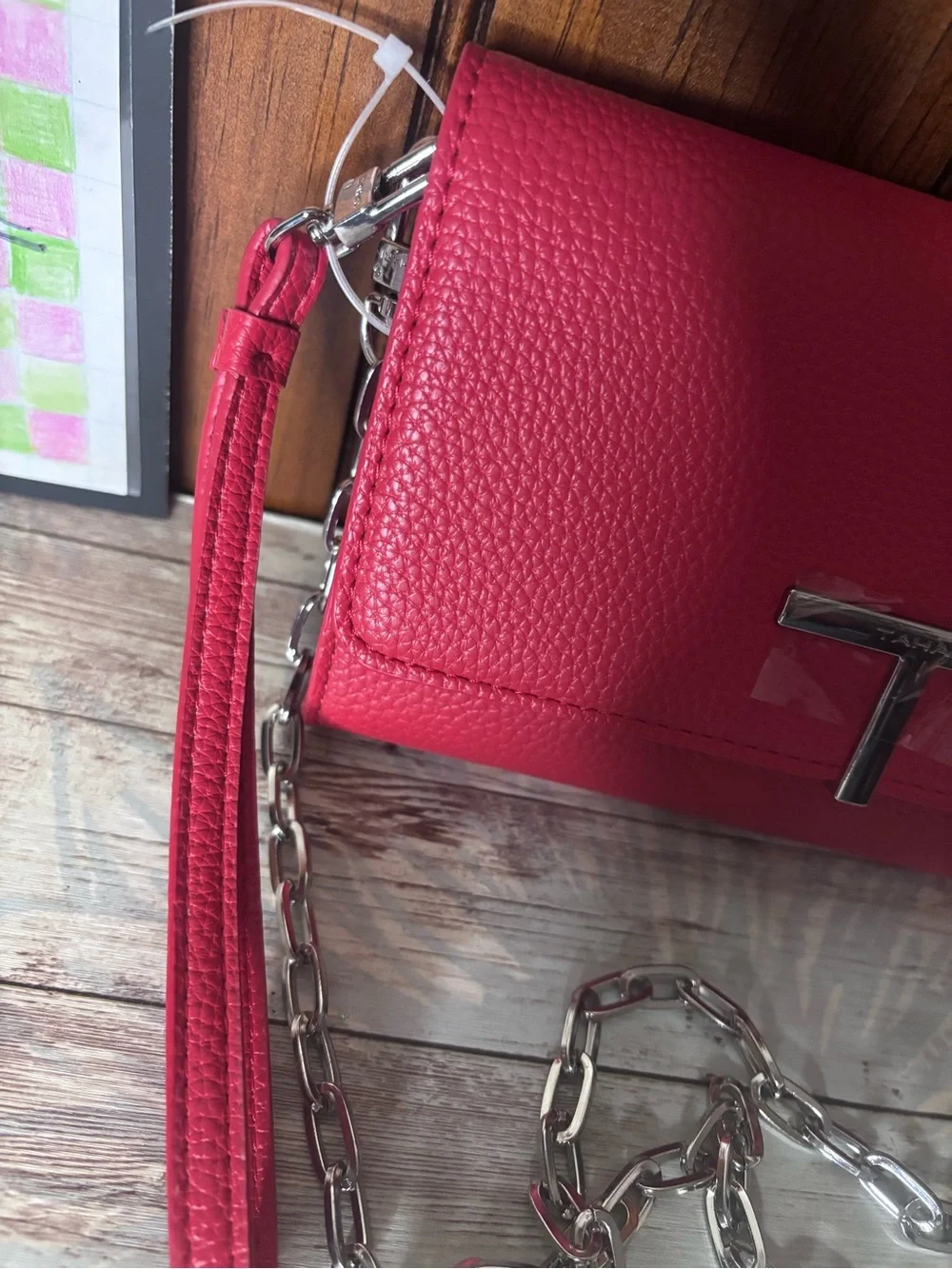 Tahari Wristlet Clutch with Silver Chain - Picture 3 of 8
